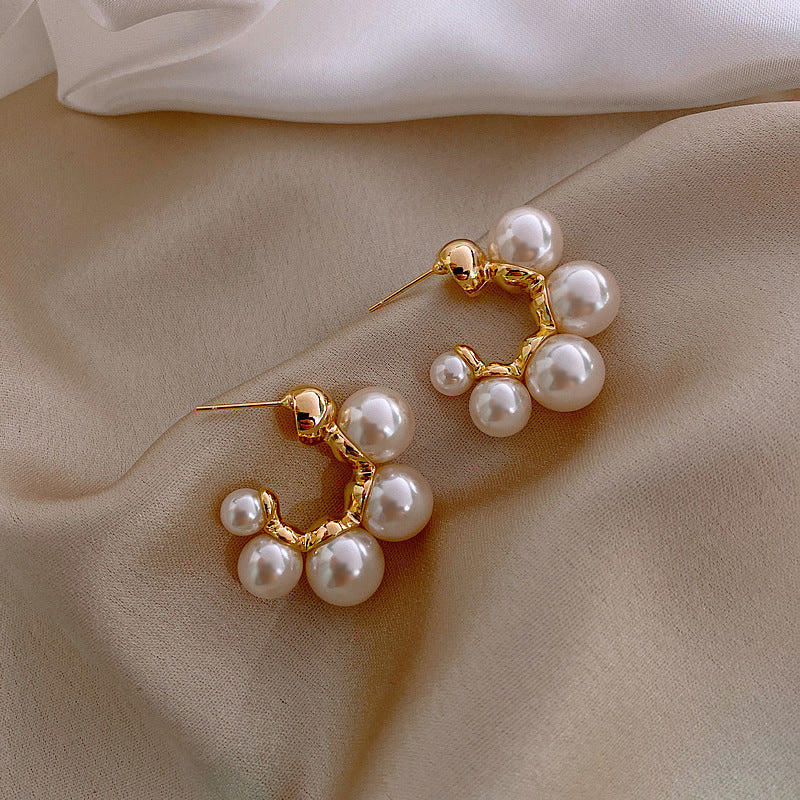 Pearl C Shape Stud Earrings