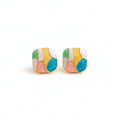 Colorful Geometric Square Stud Earrings