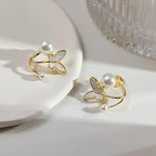Gold Plated Korean Dual Butterfly Stud Earrings