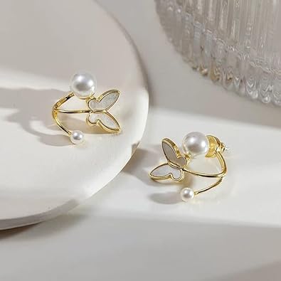 Gold Plated Korean Dual Butterfly Stud Earrings