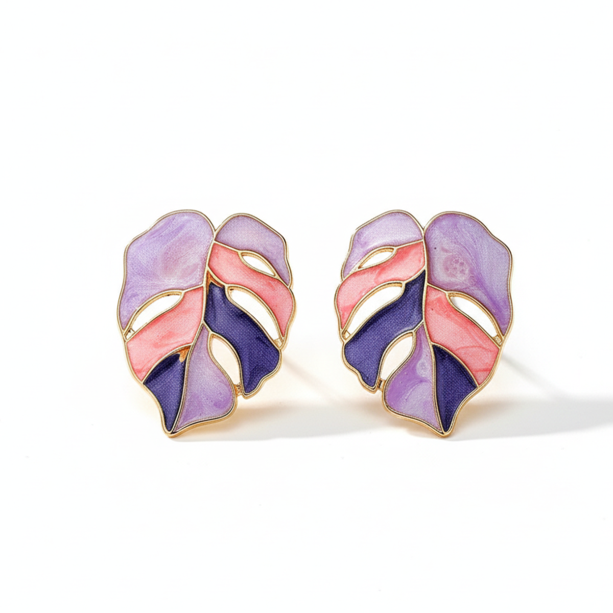 Monstera Floral Leaf Stud Earrings