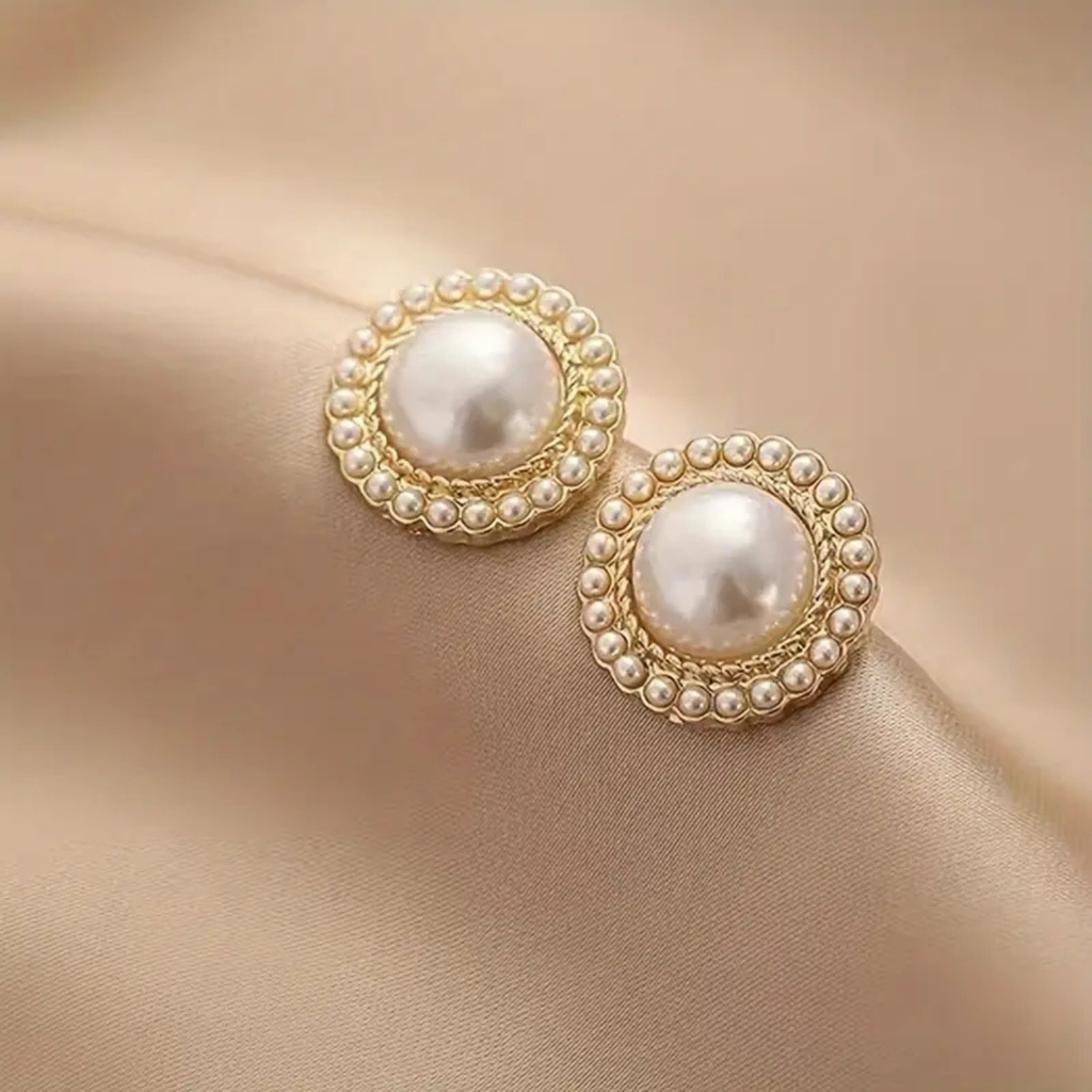 Gold Plated Pearl Stud Earrings