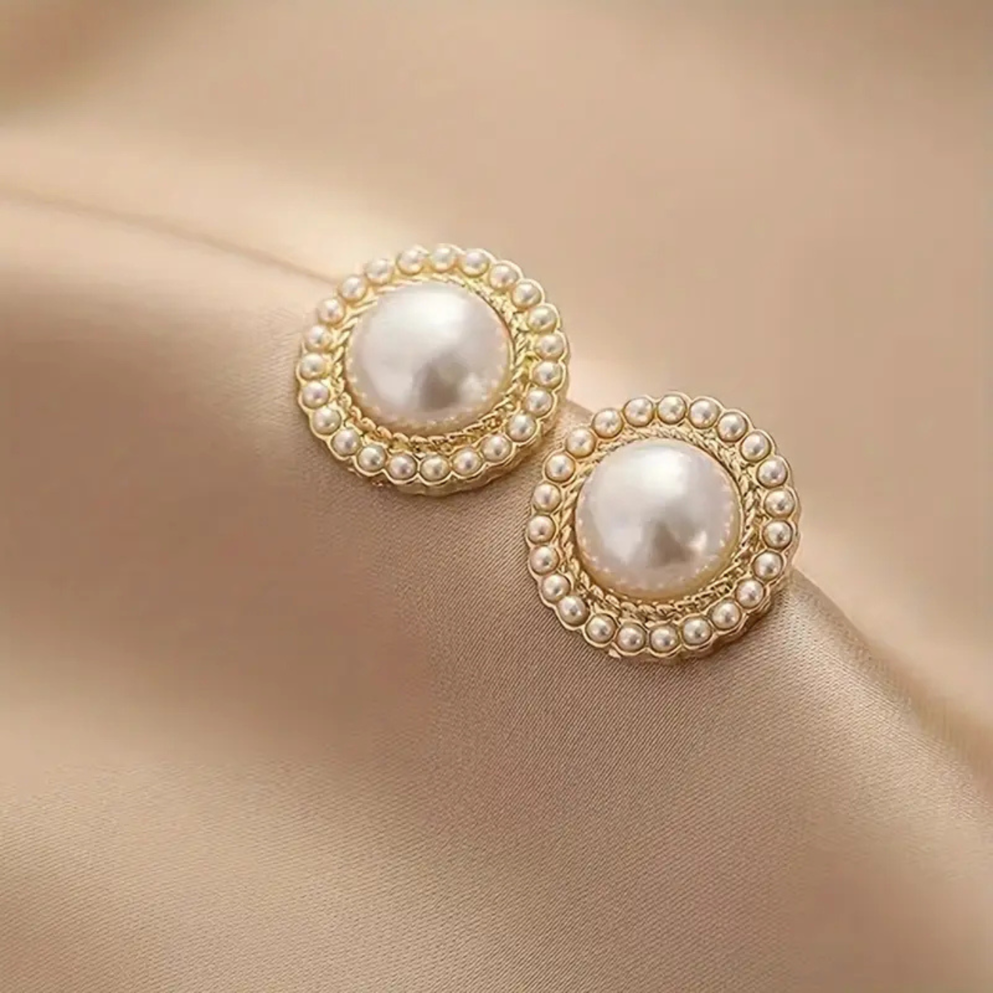 Gold Plated Pearl Stud Earrings