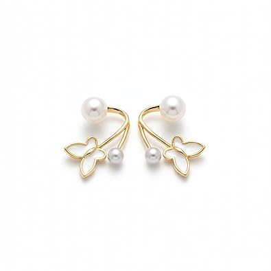 Gold Plated Korean Dual Butterfly Stud Earrings