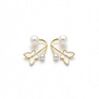 Gold Plated Korean Dual Butterfly Stud Earrings