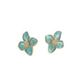 Elegant Enamel Flower Stud Earrings - Blue