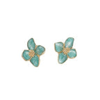 Elegant Enamel Flower Stud Earrings - Blue