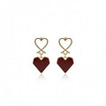 Vintage Wine Red Heart Drop Earrings