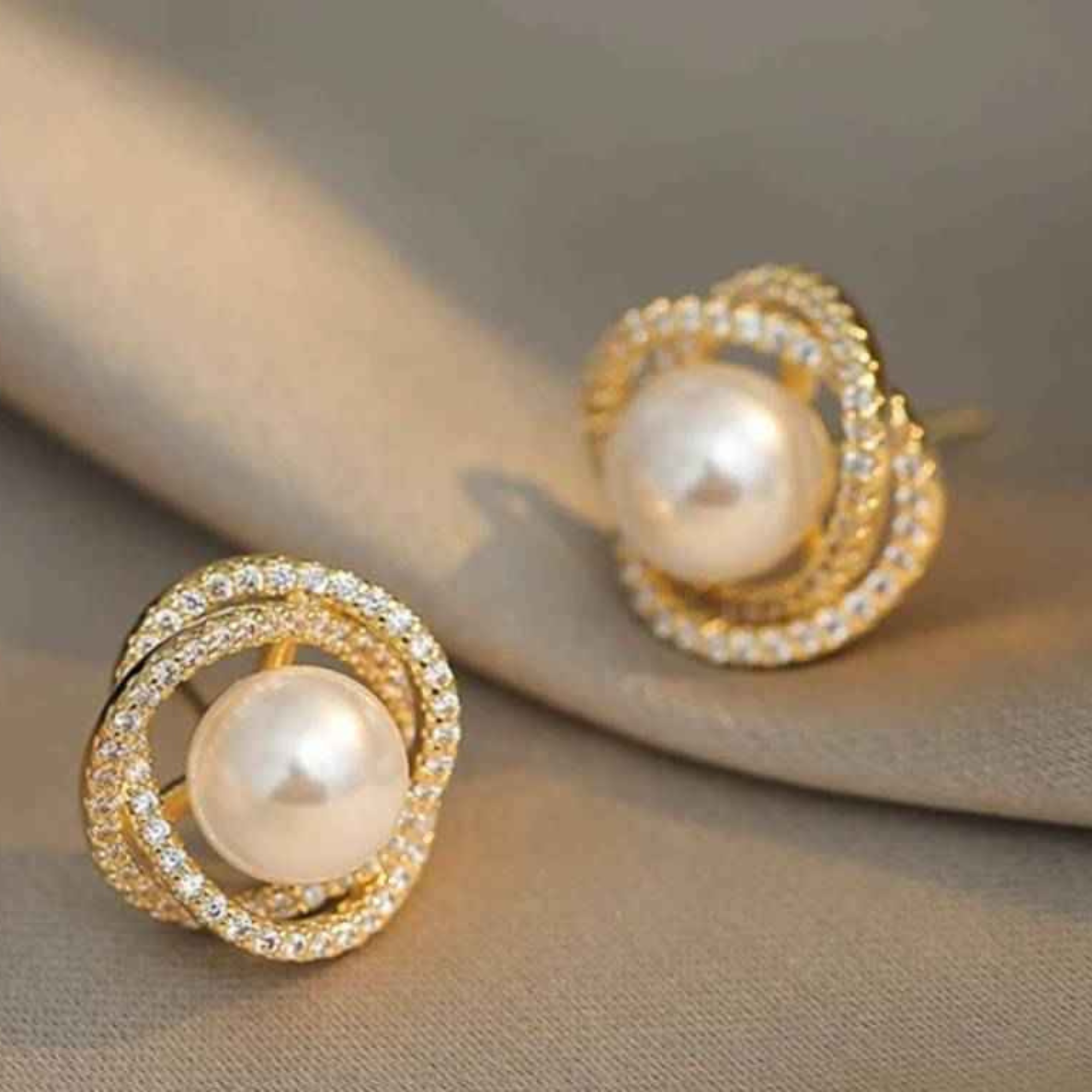 Royal Glow Pearl Stud Earrings