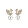 Swan Stud Pearl Earrings