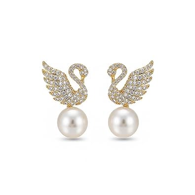 Swan Stud Pearl Earrings