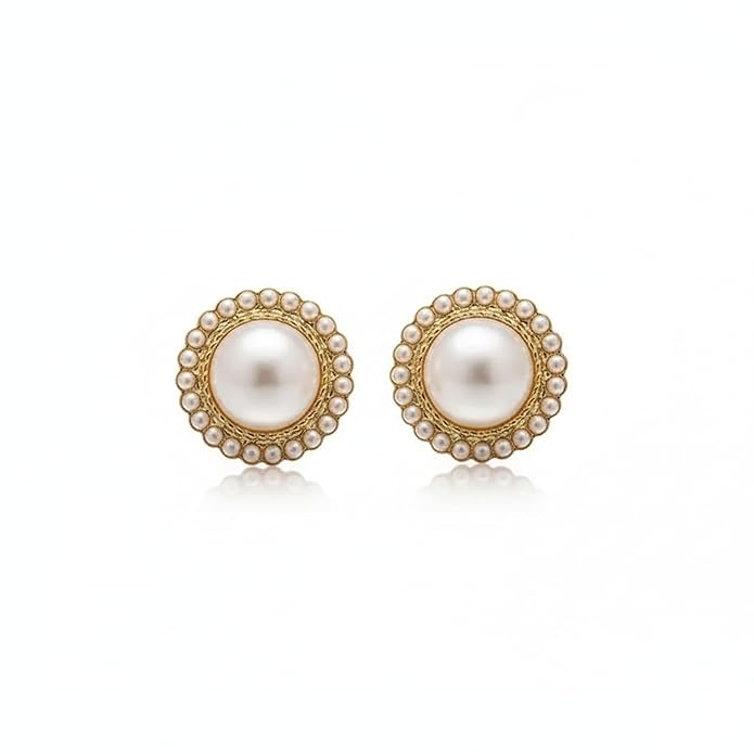 Gold Plated Pearl Stud Earrings