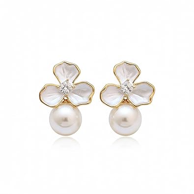 Gold-Tone Inlay Flower Studs