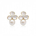 Gold-Tone Inlay Flower Studs