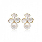 Gold-Tone Inlay Flower Studs