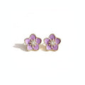 Lavender Purple Floral Stud Earrings