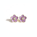 Lavender Purple Floral Stud Earrings