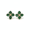 Elegant Enamel Flower Stud Earrings - Green