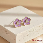 Lavender Purple Floral Stud Earrings