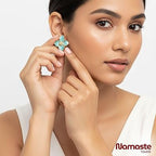 Elegant Enamel Flower Stud Earrings - Blue