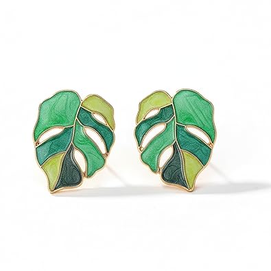 Monstera Floral Leaf Stud Earrings