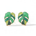 Monstera Floral Leaf Stud Earrings