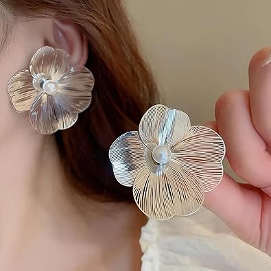 Crystal Bloom Transparent Flower Stud Earrings