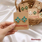 Elegant Enamel Flower Stud Earrings - Blue