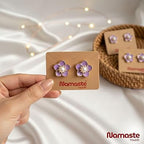 Lavender Purple Floral Stud Earrings