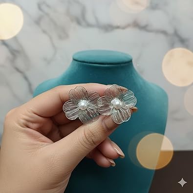 Crystal Bloom Transparent Flower Stud Earrings