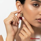 Vintage Wine Red Heart Drop Earrings