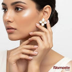 Elegant Enamel Flower Stud Earrings - Ivory