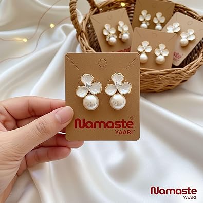 Gold-Tone Inlay Flower Studs