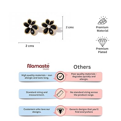 Midnight Bloom Black Floral Pearl Stud Earrings