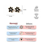Midnight Bloom Black Floral Pearl Stud Earrings