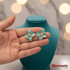 Elegant Enamel Flower Stud Earrings - Blue