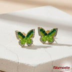 Green Butterfly Stud Earrings