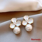 Gold-Tone Inlay Flower Studs