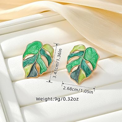 Monstera Floral Leaf Stud Earrings