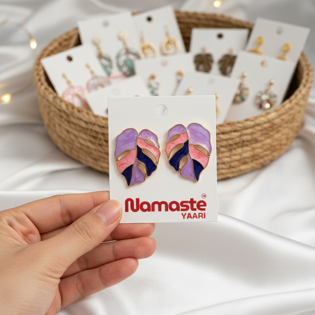 Monstera Floral Leaf Stud Earrings
