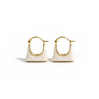Handbag Shape White Enamel Hoop Earrings