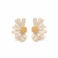 Gold-Plated Daisy Inspired Ginkgo Leaf Earrings