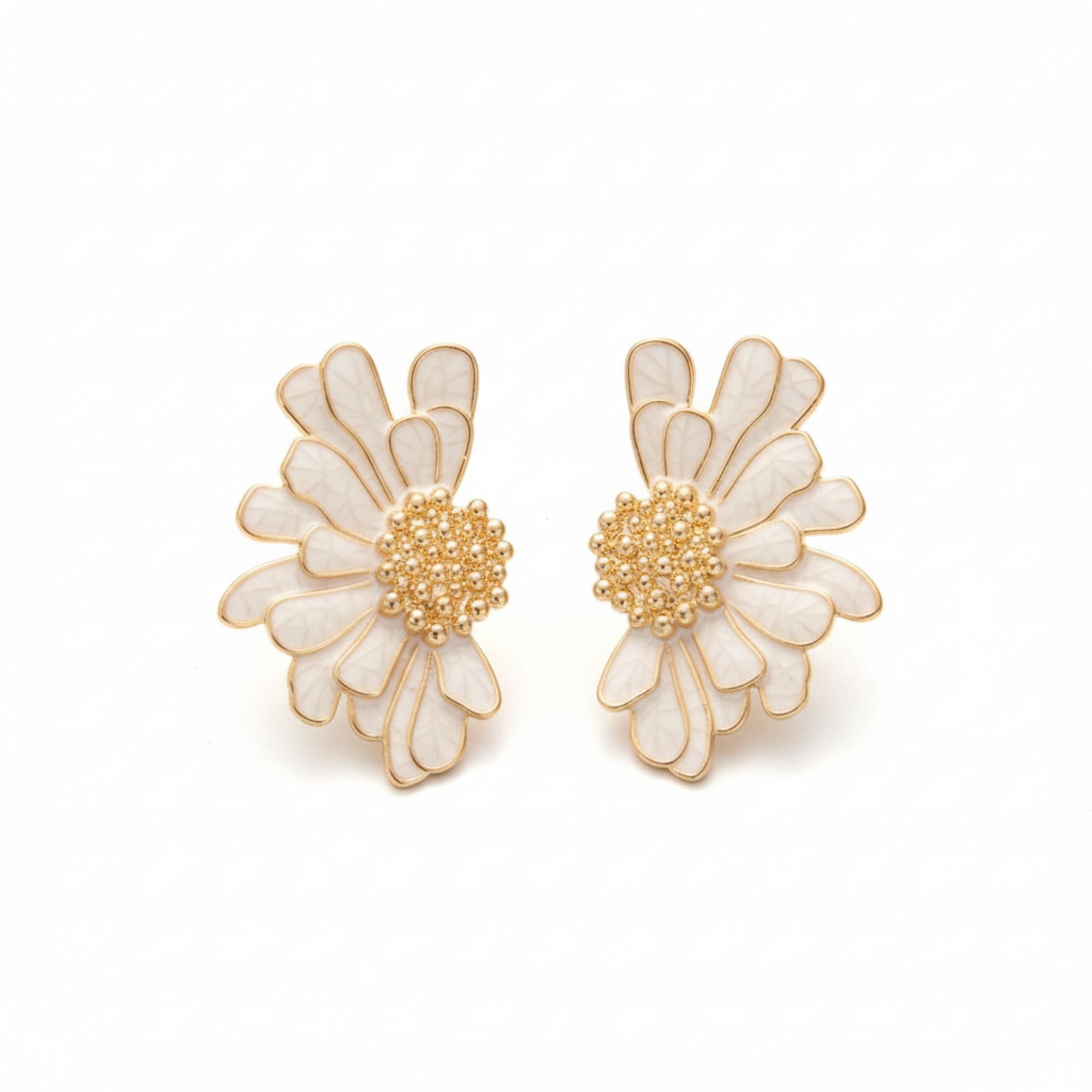 Gold-Plated Daisy Inspired Ginkgo Leaf Earrings