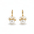Shell Flower Basket Pearl Drop Earrings