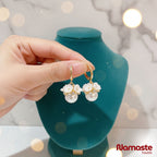 Shell Flower Basket Pearl Drop Earrings