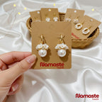 Shell Flower Basket Pearl Drop Earrings