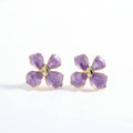 Oil Drop Purple Flower Stud Earrings