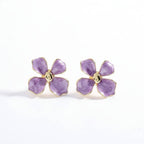 Oil Drop Purple Flower Stud Earrings