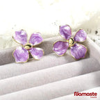 Oil Drop Purple Flower Stud Earrings