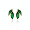 Elegant Green Leaf Stud Earrings